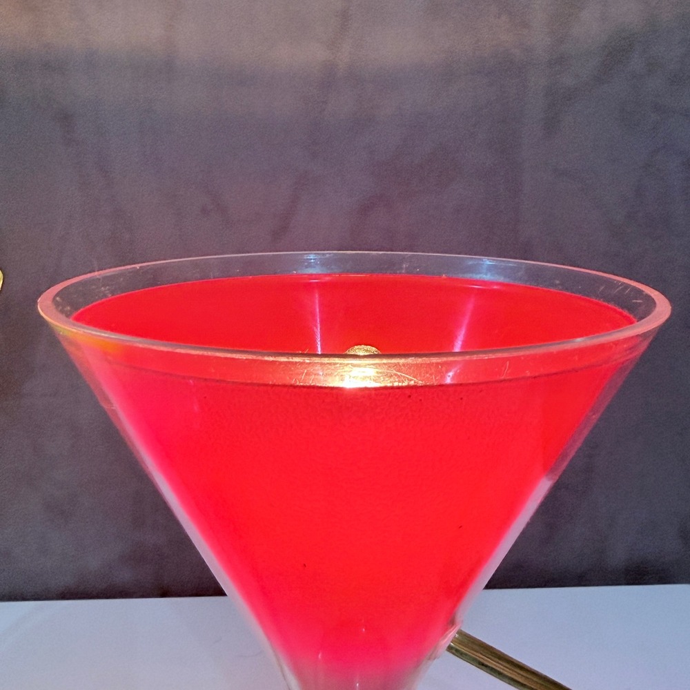 Vintage Lucite Red Green Pair of Martini Style Lamps 8.75" Tall 6" Diameter - Picture 4 of 11
